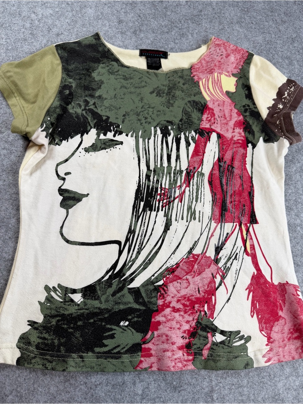 Custo Barcelona Rare Y2K Milan Model  Graphic Babydoll Tee